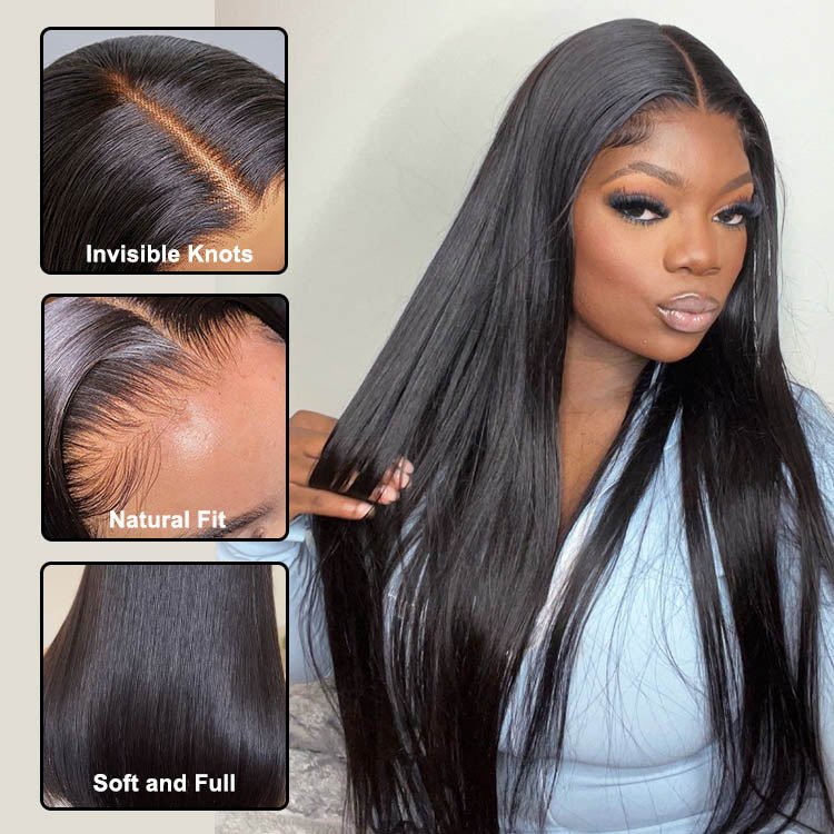 ReadytoGo Glueless 3 Way Straight Closure Wig 100% Brazilain Human Hair - Superlovehair